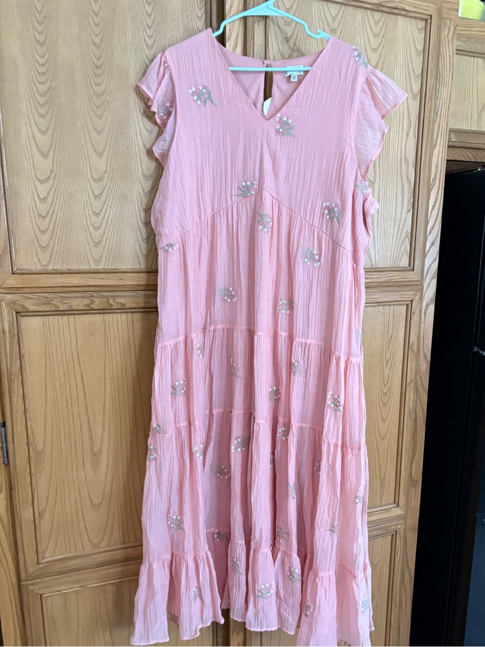 Wonderly Pink Embroidered Floral Tiered Maxi Dress NWT